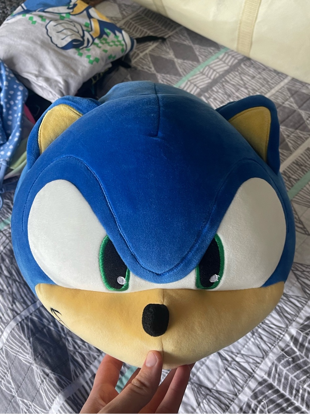 Giant Sonic the Hedgehog Face Head Squishy Plush Large Pillow
